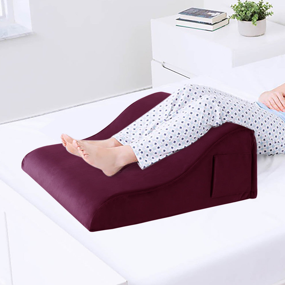 Reading Pillow Bed Foam Wedge Adult for Back Support, Wine Red, 18x9x21