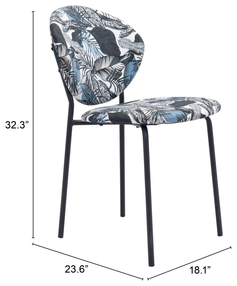 Side Dining Chair, Set of 2, Steel Metal, Fabric, Black, Bar Kitchen Pub Bistro