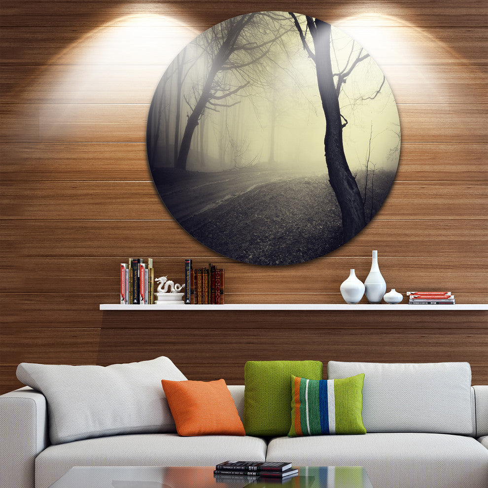 Old Looking Fall Forest Shoot, Landscape Photo Round Wall Art, 38"