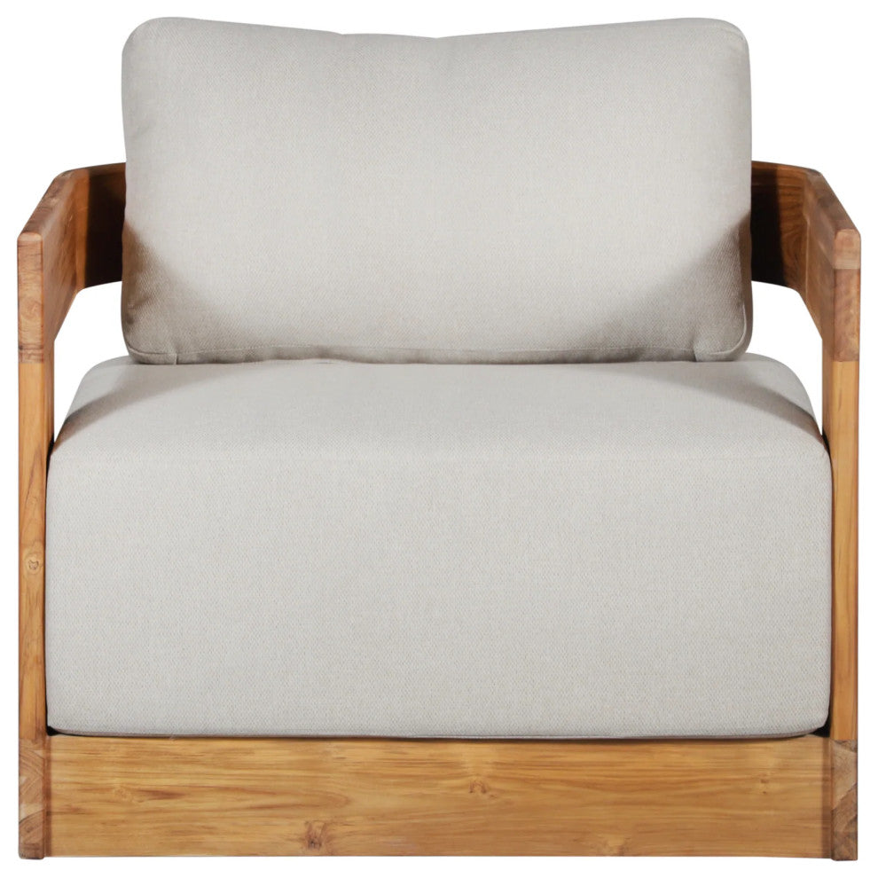 Paradiso Outdoor Solid Teak Swivel Chair - Gray Fabric