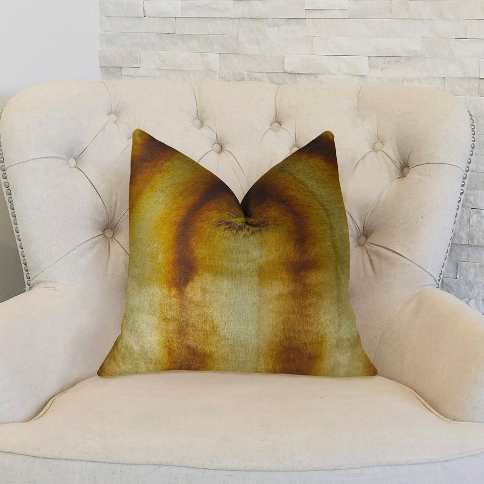 Gleaming Chinchilla Gold Beige Brown Handmade Luxury Pillow, 20"x26" Standard