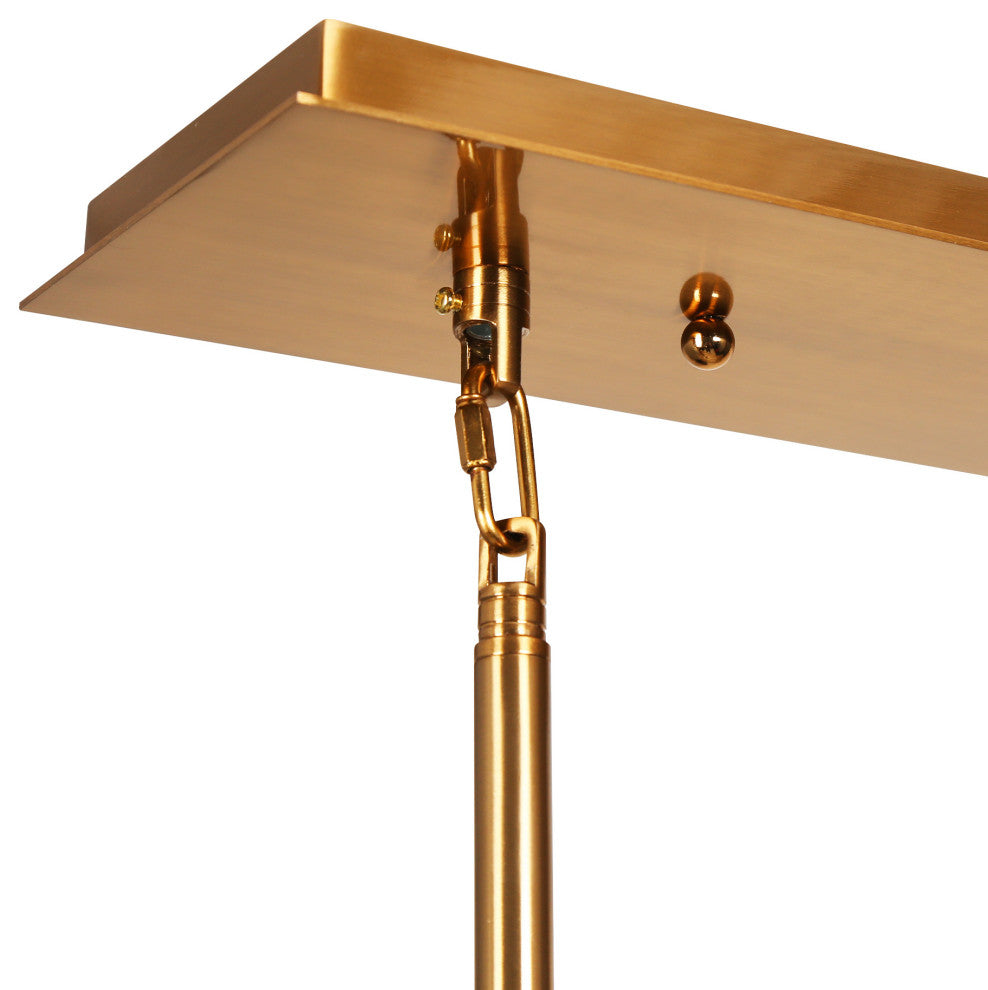 LNC Engaveric 7-Light 31" Modern Crystal Rectangle Kitchen Island Light, Brass