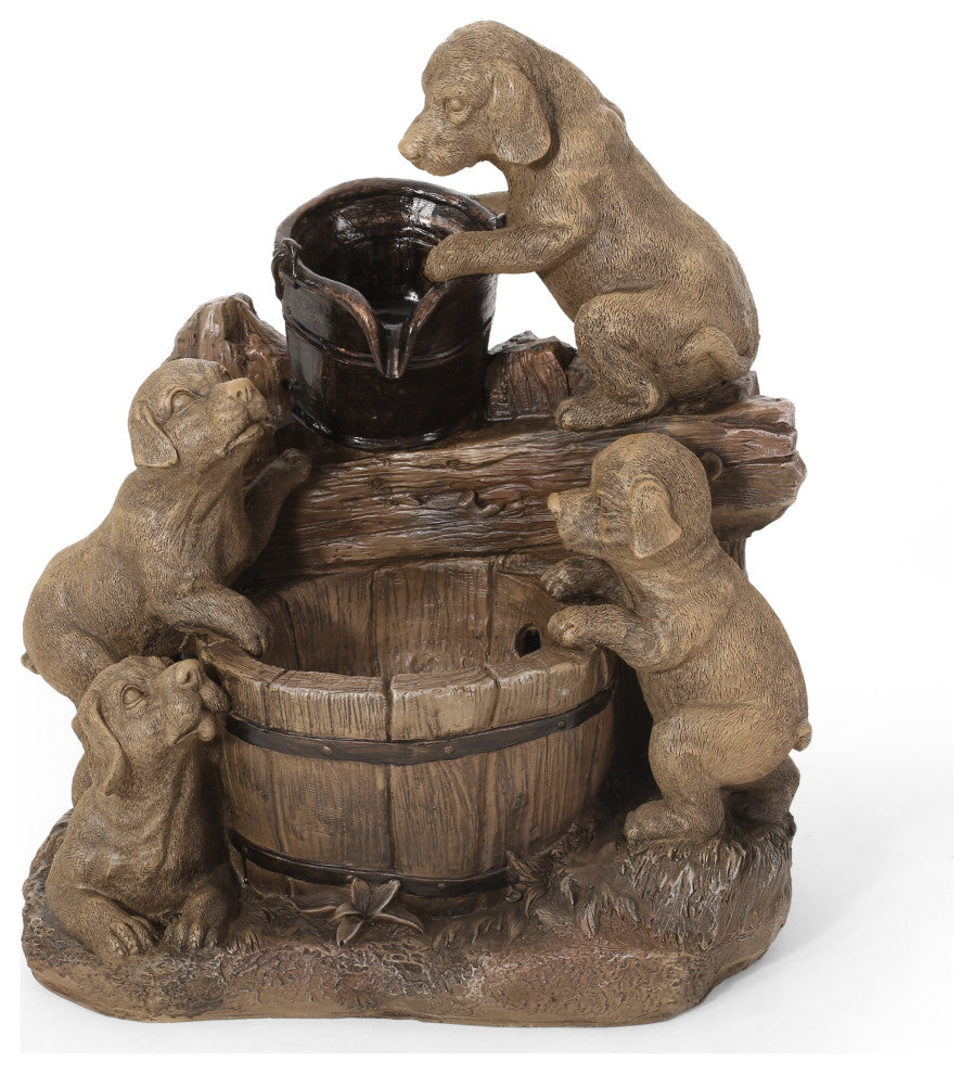Tignall Outdoor Puppy Fountain, Light Brown
