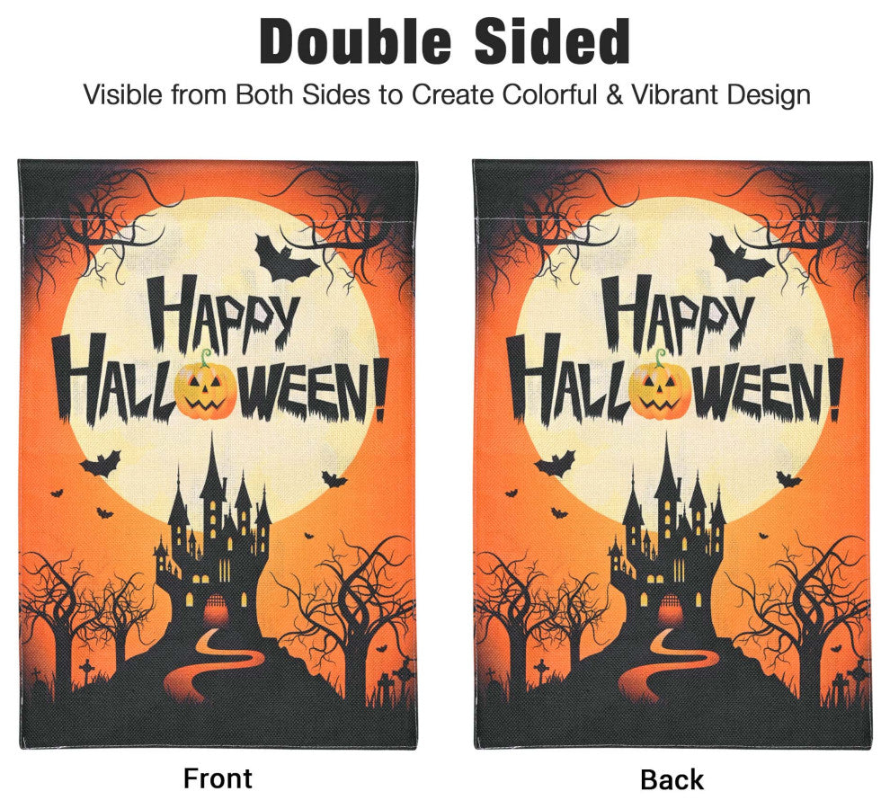 12"x18" Halloween Garden Flag Castle Bat Pumpkin Jack O Lantern Party