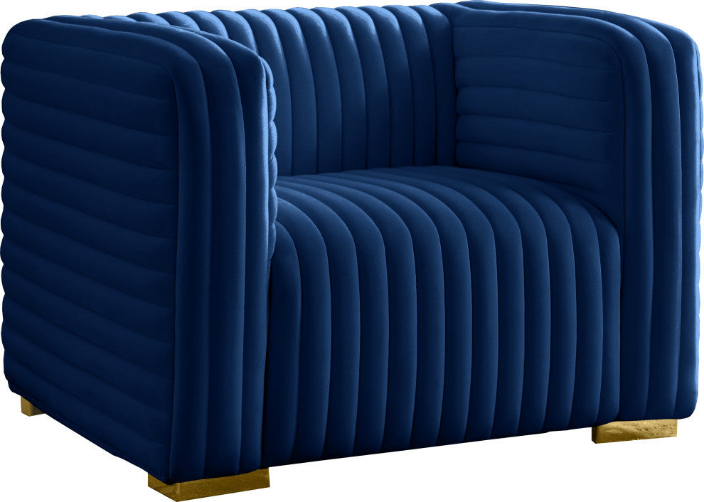 Ravish Velvet Upholstered Chair, Navy, Chair