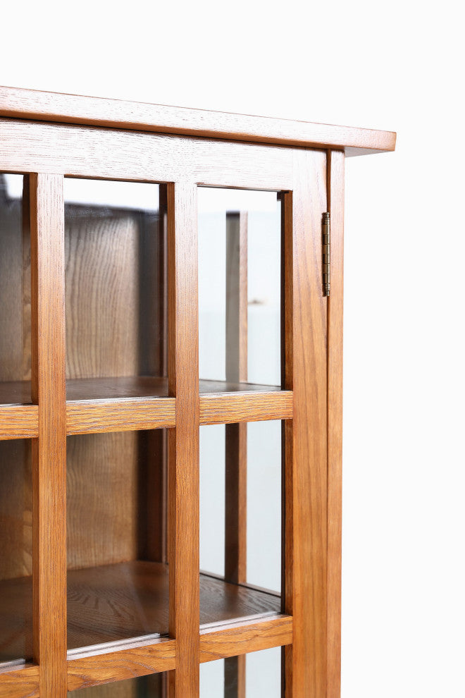Arts and Crafts Mission Solid Oak China Cabinet, Michael's Cherry