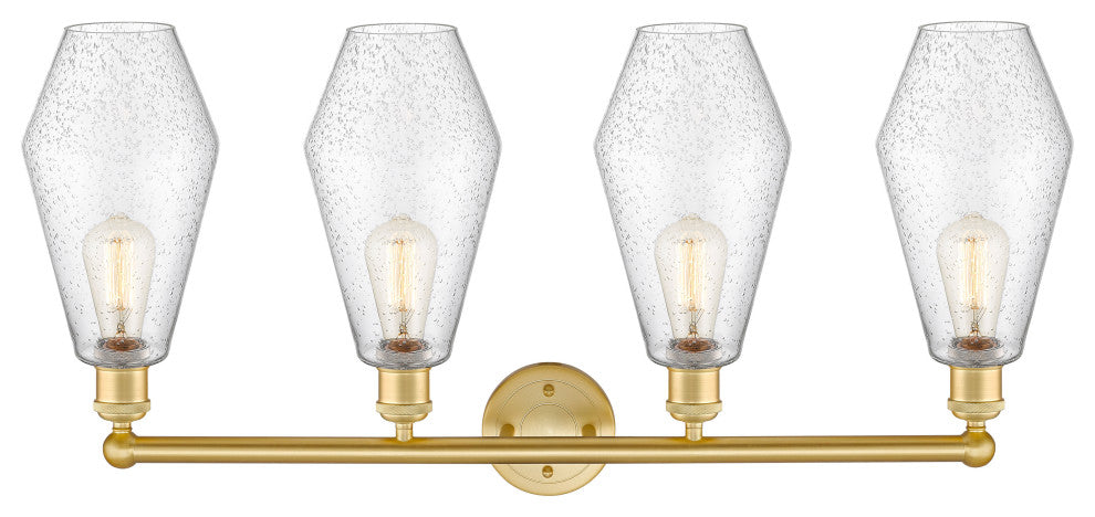 Cindyrella 4-Light 34" Bath Vanity Light, Satin Gold, Seedy Shade