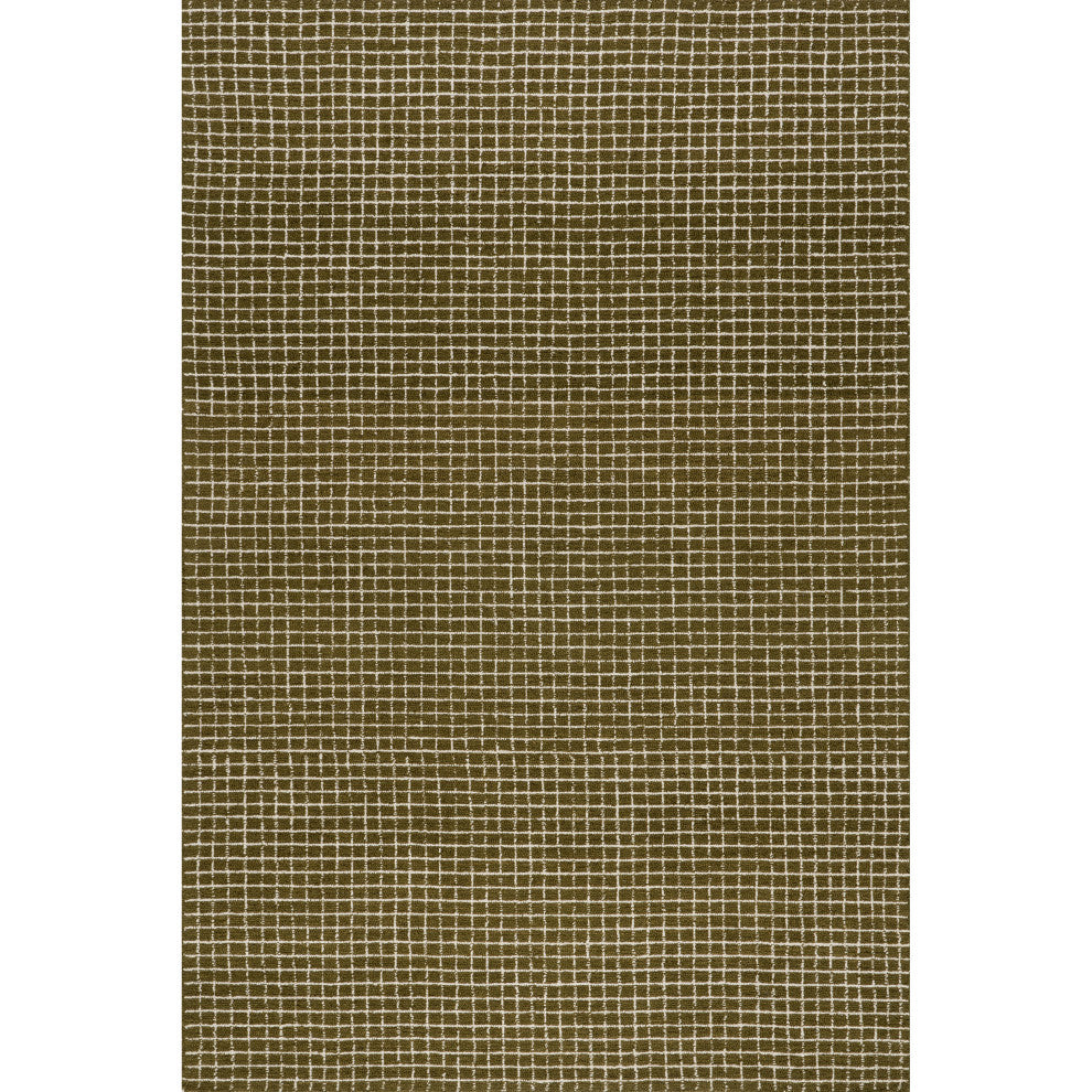 Melrose Checked Wool Area Rug, Moss 6' x 9'