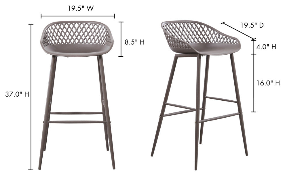 Contemporary Piazza Outdoor Barstool Grey - M2 - Grey