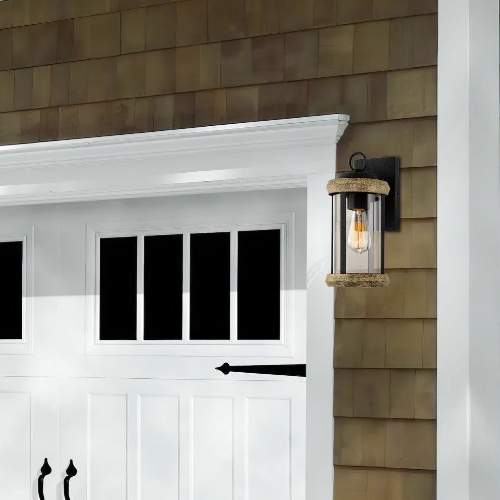 Kira Home Dorsey 12" Rustic Outdoor Weather Resistant Wall Sconce, Cylinder