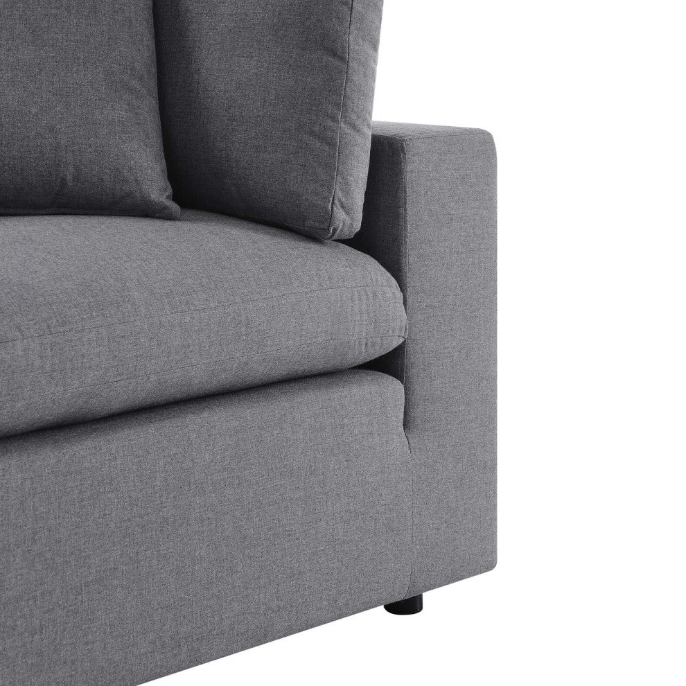 Modular Lounge Loveseat Deep Sofa, Sunbrella, Gray, Modern, Outdoor Patio