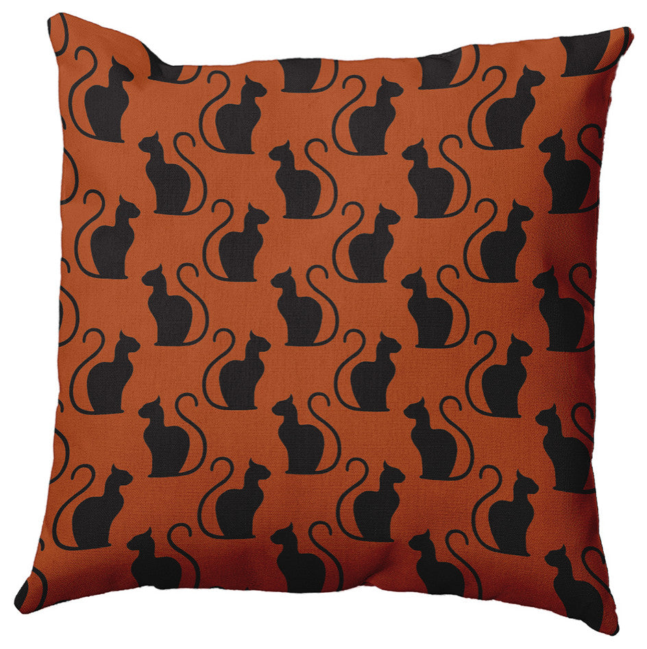 18" x 18" Spooky Cats Decorative Throw Pillow, Sienna