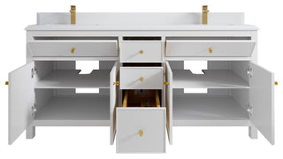 Sonoma 72 Double Sink Reeded Bath Vanity in White 1.5" White Quartz