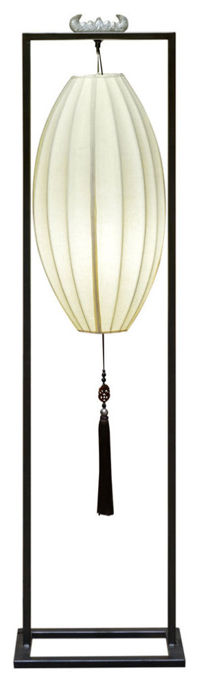 Hanging Chinese Palace Floor Lantern with Pheasant Bird Shade