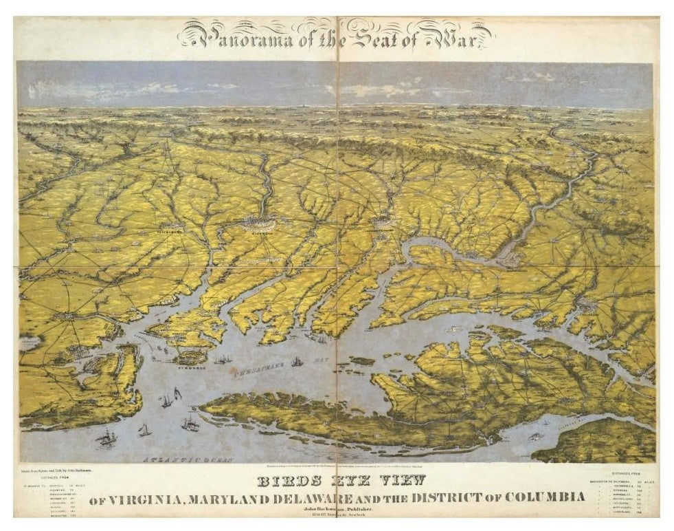 "Virginia, Maryland Delaware and District of Columbia, 1861" Paper Art, 18"x14"