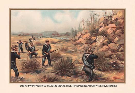 Infantry Attacking Snake River Indians Near Owyhee River, 1880