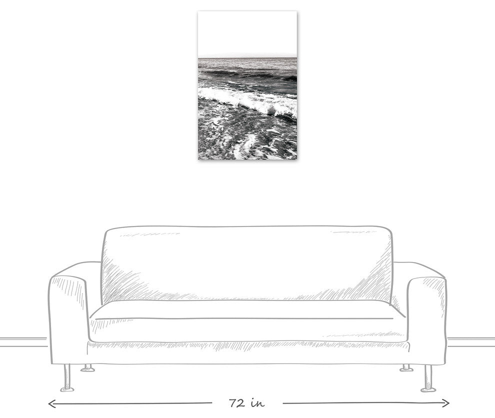 Black and White Ocean Waves 20x30 Canvas Wall Art