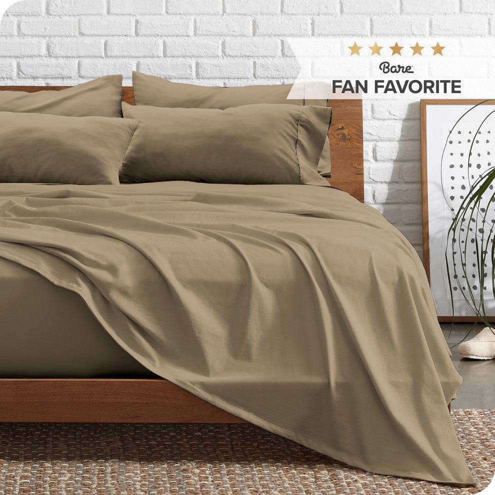 Bare Home 6-Piece Microfiber Sheet Set, Taupe, California King