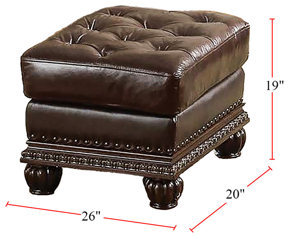 Top Grain Leather Ottoman, Espresso