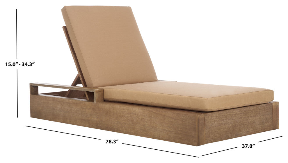 Safavieh Couture Lanai Wood Chaise Lounge Chair, Natural/Brown