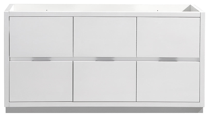 Valencia Free Standing Single Sink Bathroom Cabinet, Glossy White, 60"