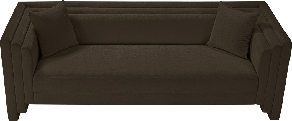 Everett Upholstered Sofa, Brown, Chenille Fabric