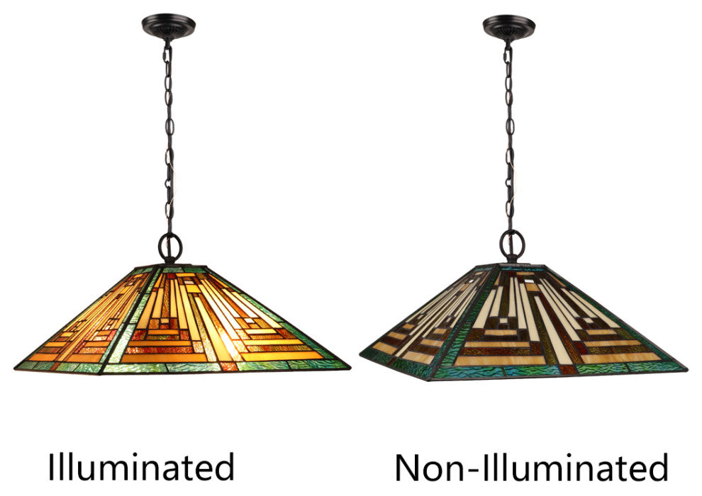 Firman Tiffany 2-Light Mission Ceiling Pendant 16" Shade