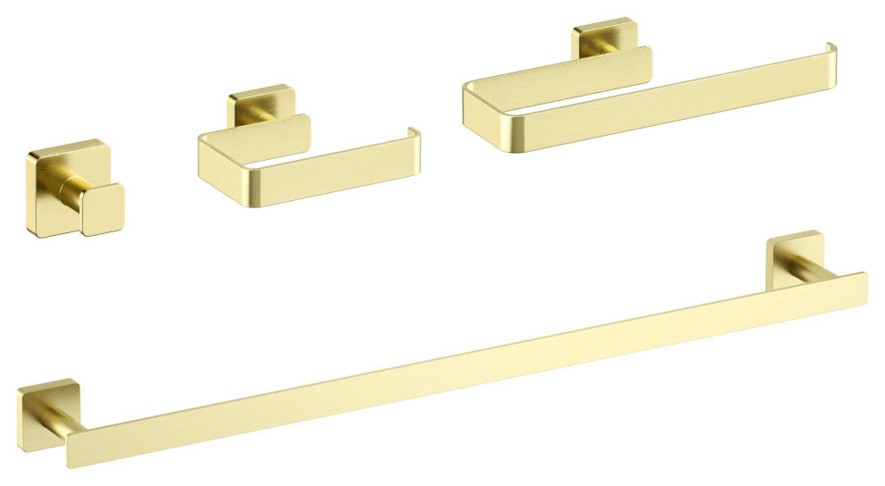 Blaze 4 Piece Bathroom Hardware Set, Brushed Gold