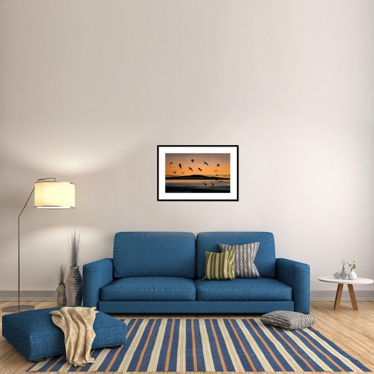"Fly-In At Sunset" Framed Digital Print by Shenshen Dou, 38"x26"