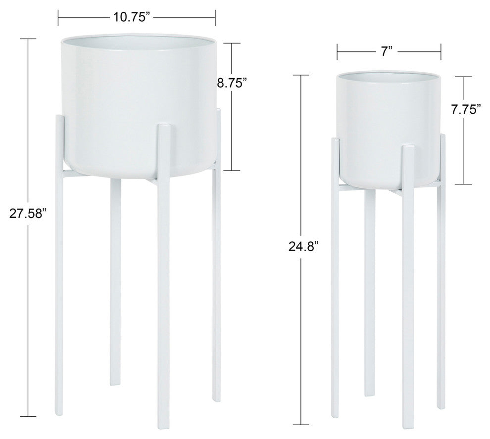 Gabi Metal Plant Stand Set, White 2-Piece