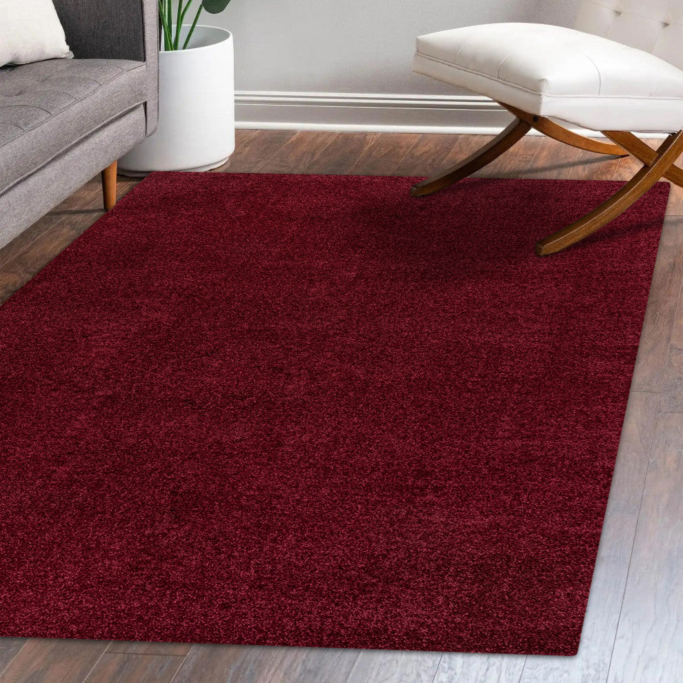 Haze Solid Low-Pile Dark Red 6 ft. x 9 ft. Area Rug