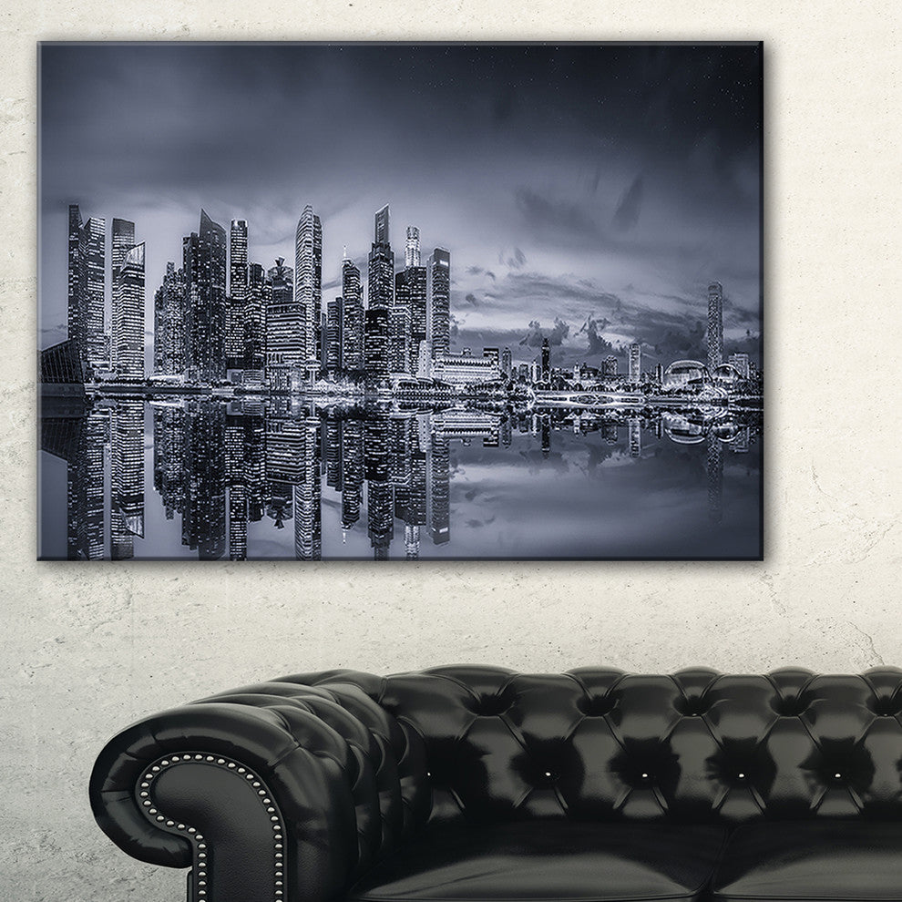 "Singapore Skyline And Marina Bay" Cityscape Canvas print, 1 Panel, 60"x28"