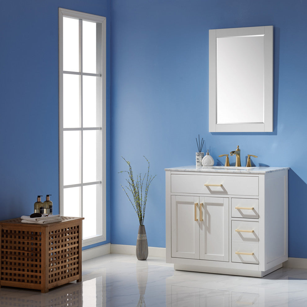 Ivy White Bathroom Vanity Set, 36", With Mirror