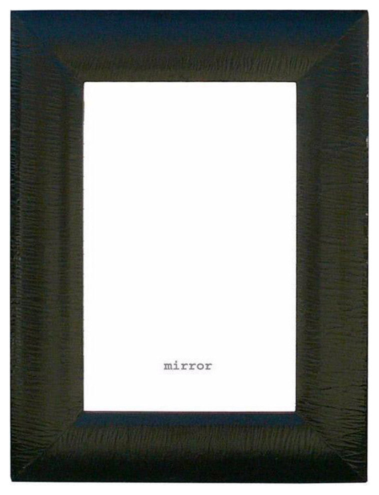 Rectangular Wood Wrap Silk Fabric Black Lacquer Wall Mirror Hs2453