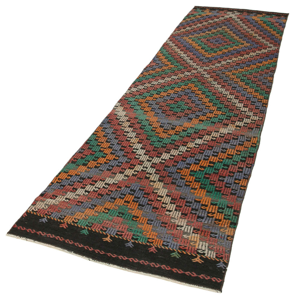 Rug N Carpet - Handwoven Oriental 2' 11" x 11' 7" Tribal Runner Kilim Rug