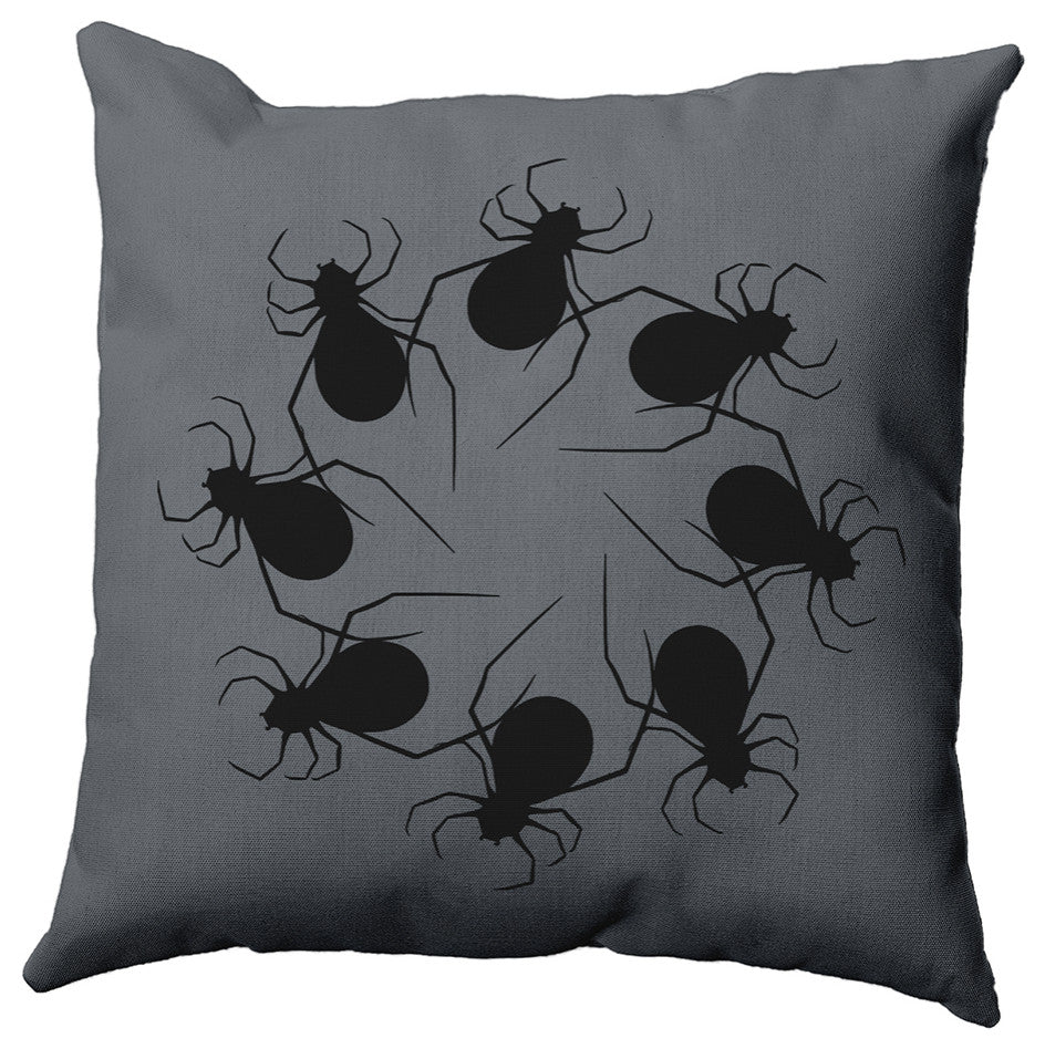 26"x26" Spider Wreath Decorative Throw Pillow, Steel Gray