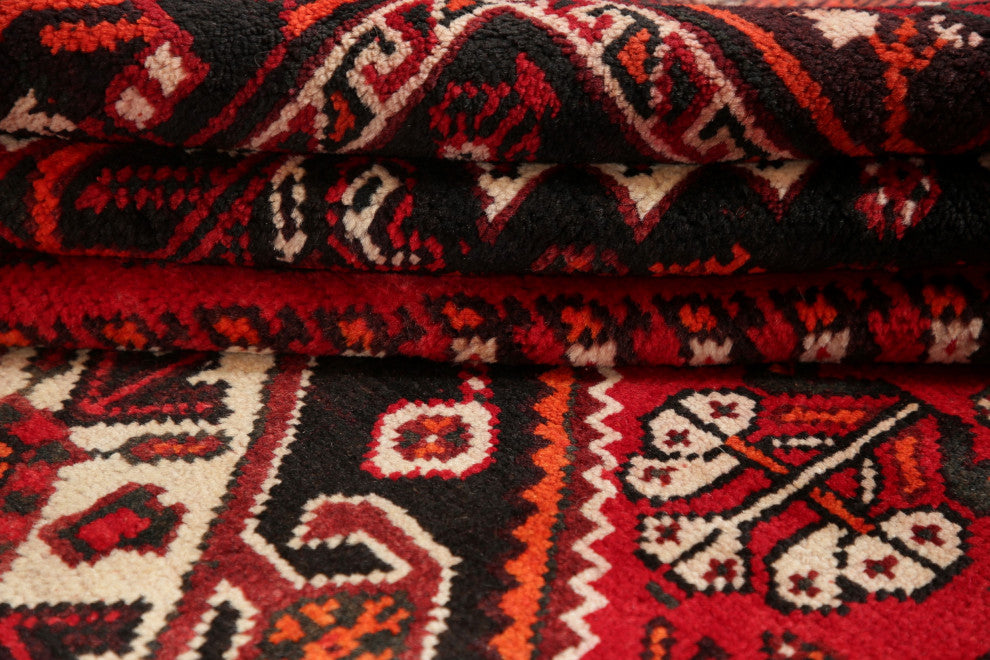 Consigned, Vintage Faded Persian Traditional Handmade Abrash Area Rug, Red, 7x10