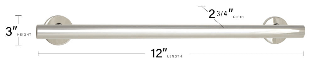 12-inch Coronado Designer Straight Bathroom Shower Grab Bar, Stainless Steel, Satin