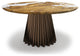 Grazia Olive Round Dining Table, Bronze Base, 8 Seater