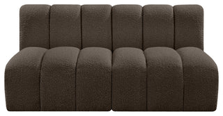 Arc Boucle Fabric Upholstered 2-Pc. Modular Sofa, Brown
