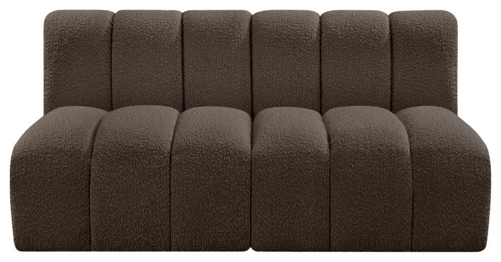 Arc Boucle Fabric Upholstered 2-Pc. Modular Sofa, Brown