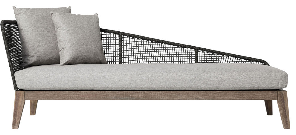 Netta Right Chaise, Dark Gray Cord and Weathered Eucalyptus
