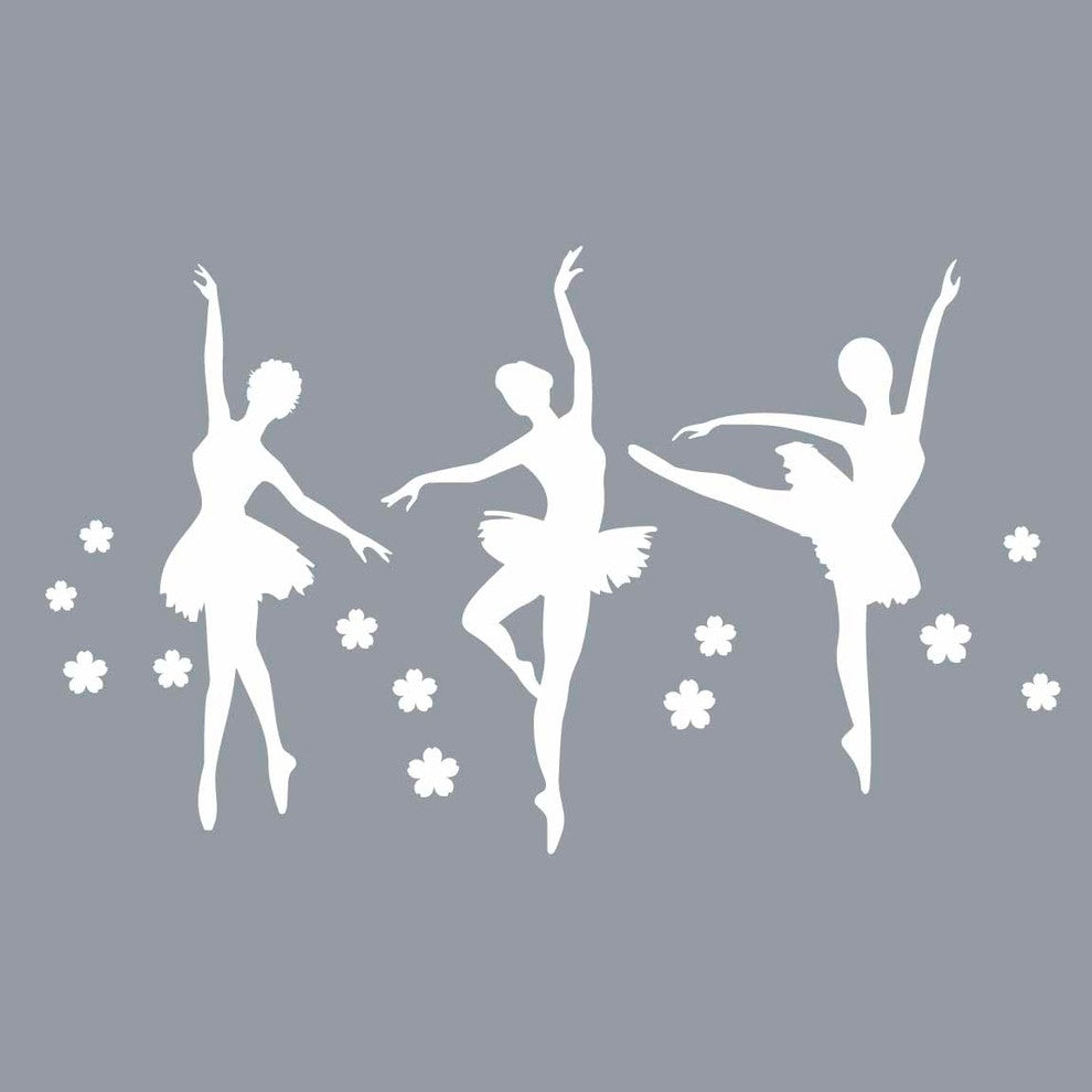 Ballerina Trio Wall Decal, 28", Cranberry
