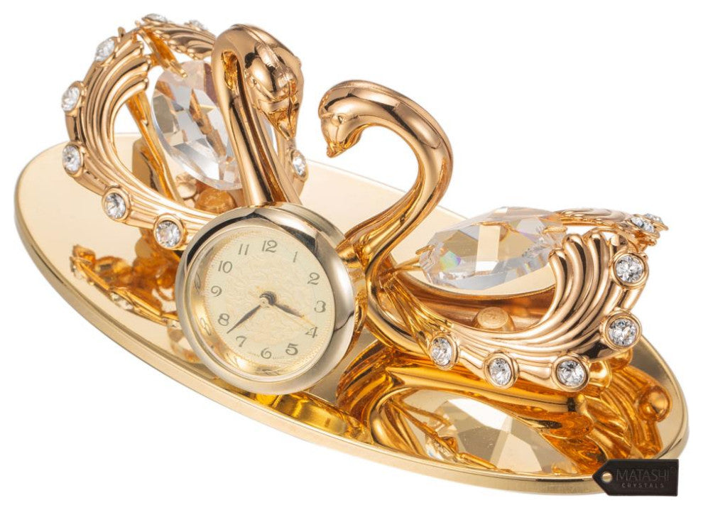 Matashi 24K Gold Plated Loving Swans Figurine