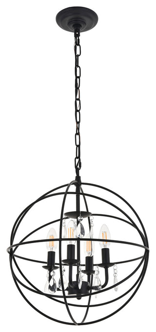 Matte Black Finish 4-Light Pendant