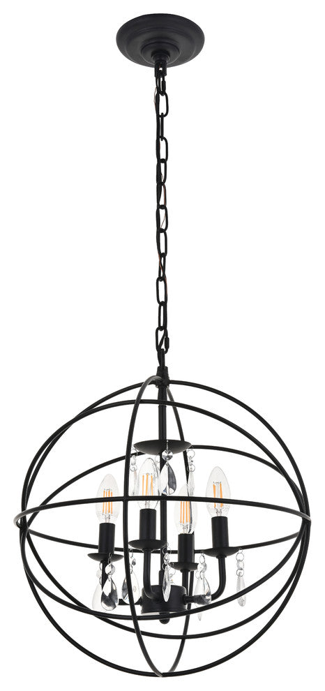 Matte Black Finish 4-Light Pendant