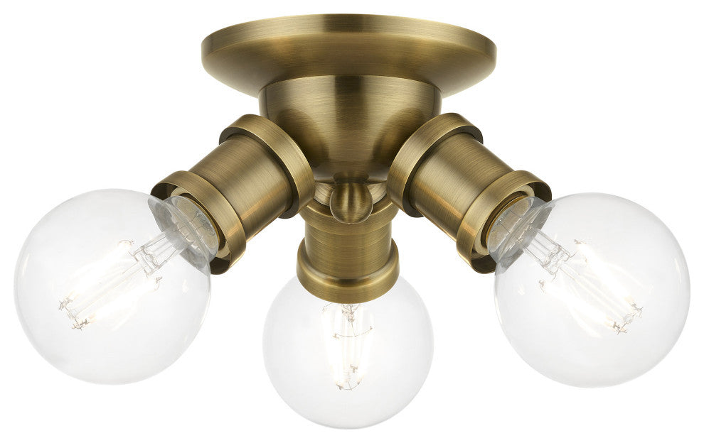 Lansdale 3 Light Antique Brass Flush Mount