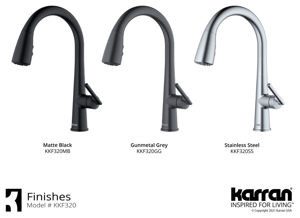 Karran KKF320 1-Handle Pull Down Dual Function Sprayer Faucet, Stainless Steel