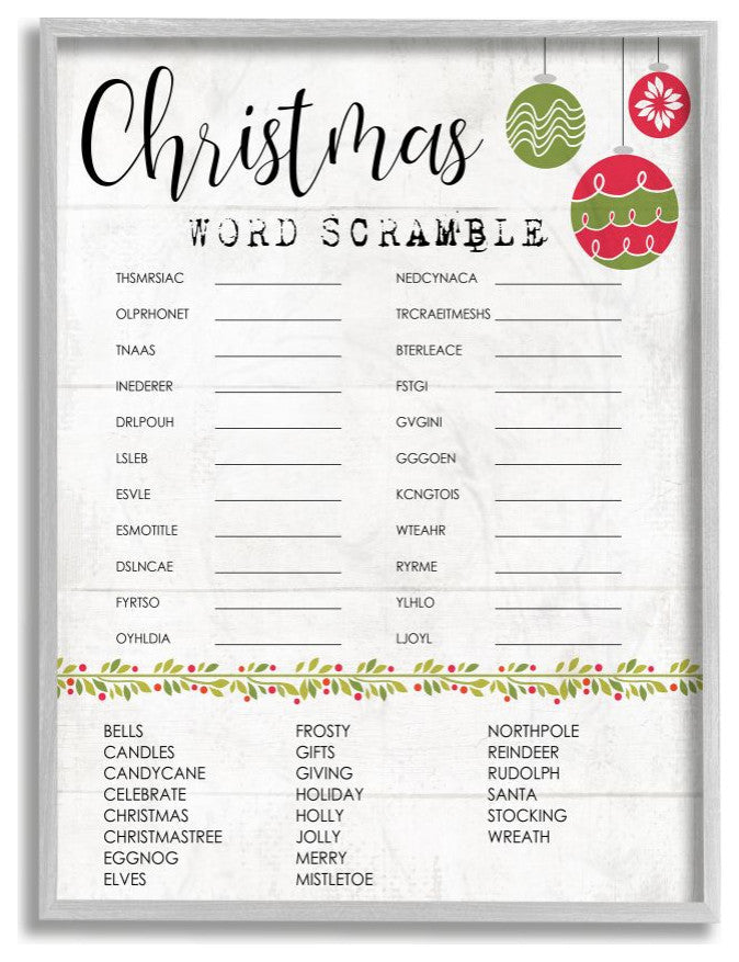 Seasonal Christmas Word Scramble Activity Winter Holiday ,1pc, each 16 x 20
