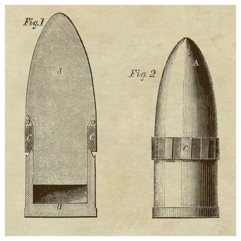"Improved Artillery Shell" Digital Paper Print by Inventions, 46"x46"